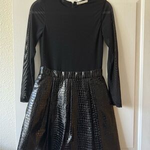 Alice + Olivia Black Textured Midi Dress